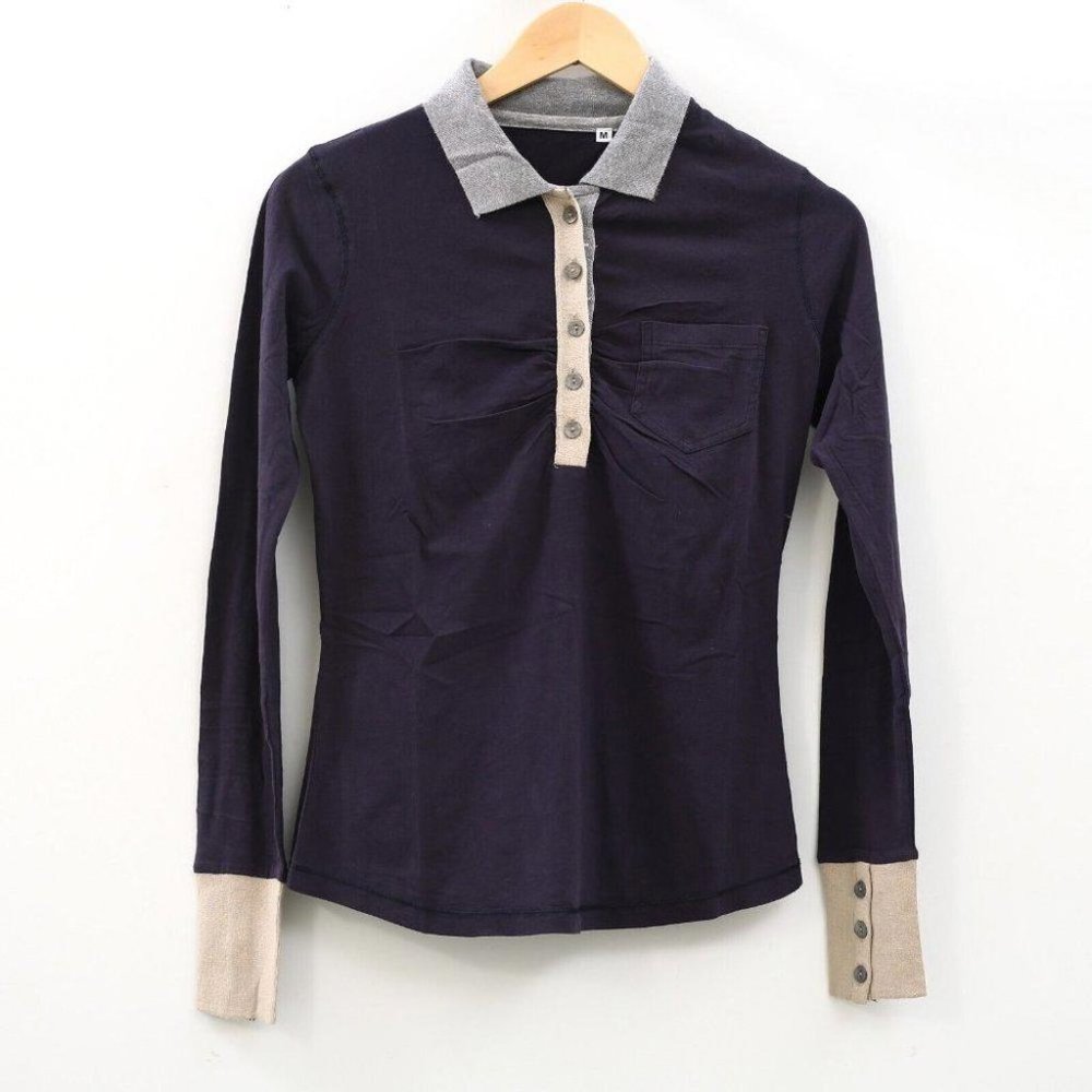 Napapijri Embroidered Polo T-Shirt Blouse Top Collared Cotton Ruched M